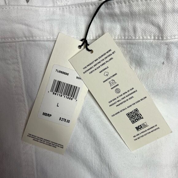 7FAM Seven For all Mankind Surplus Flounce White Denim Jean Dress Size Large NWT - Picture 7 of 12